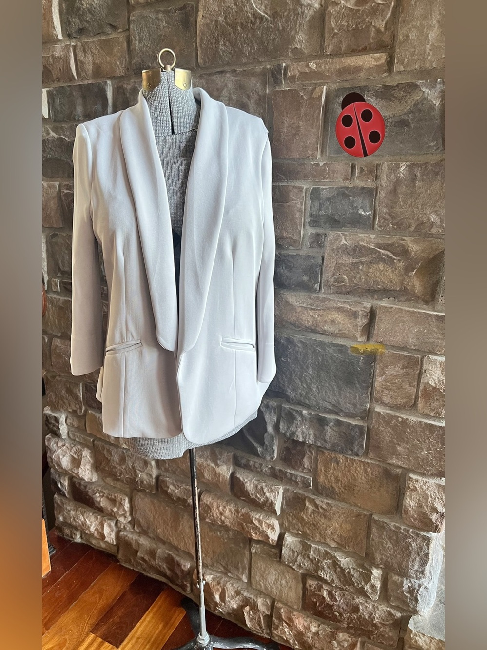 Skies Are Blue Light Gray Shawl Collar Blazer XL NWT